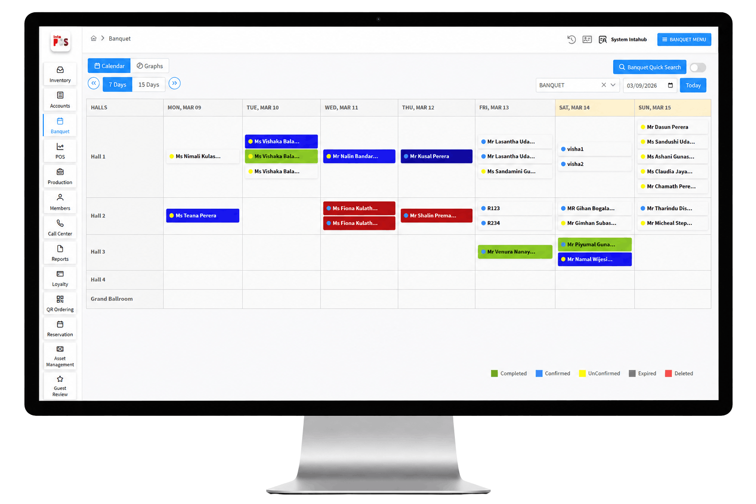 Banquet Management System software interface