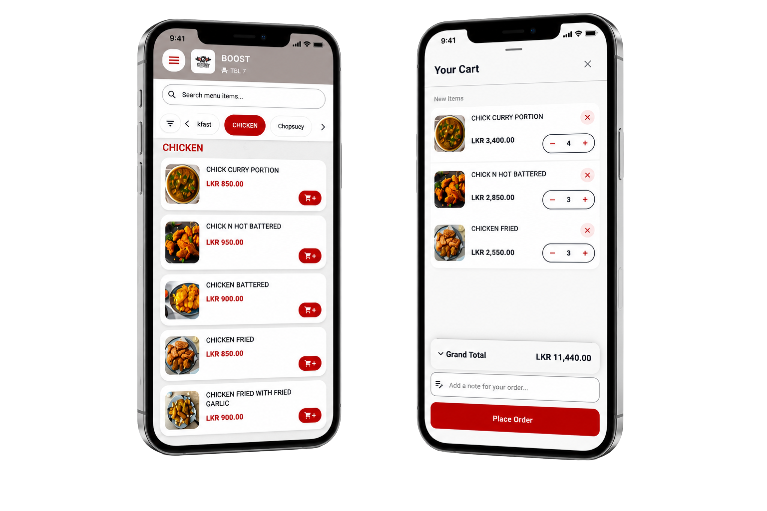 QR Ordering System software interface